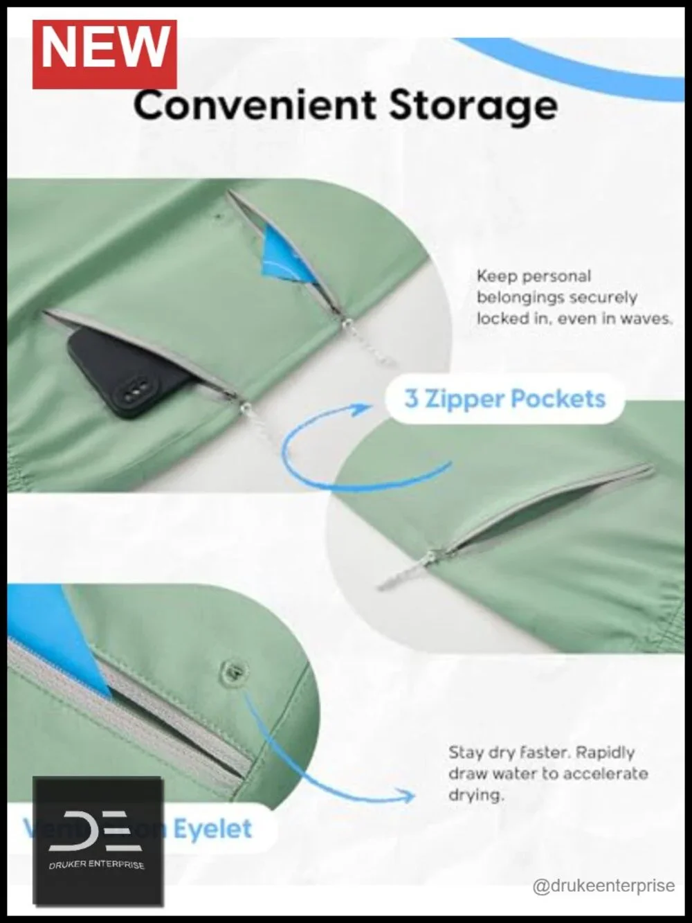 Men's Quick Dry Board Shorts with Zipper Pockets 9